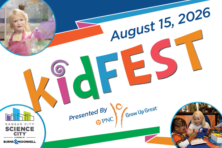 Graphic promoting 2026's KidFEST inside of Science City.